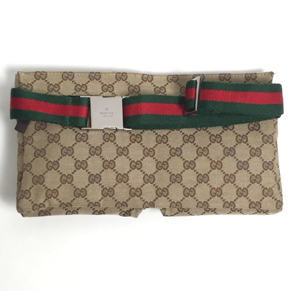 GUCCI 28566 Sherry GG Canvas Body Bag Waist Pouch Pattern Men Women ITC3HXU348UQ - Picture 8 of 10